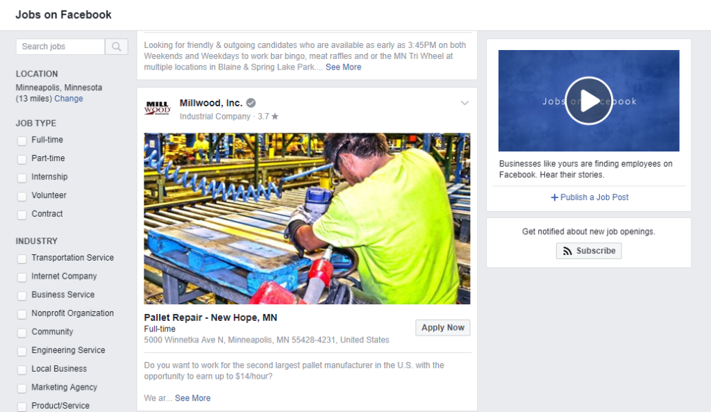 Posting Jobs on Facebook