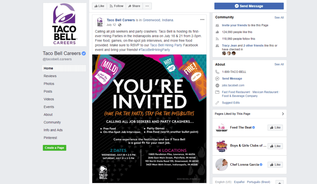 Taco Bell Careers Event - Facebook Recruiting