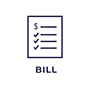 Grey sheet of paper with expenses logo that says "bill"