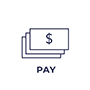 Grey money logo that says "pay"