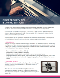 Screenshot of the first page of the download, "Cyber Security Tips"