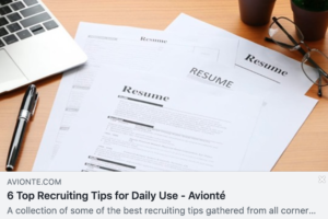 Screenshot of a blog post that links to the actual post titled, "6 top recruiting tips for daily use"
