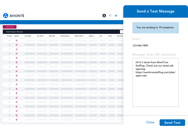 Staffing ATS CRM with text messaging