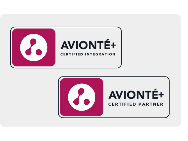Avionté+ Certified Integration Program badges