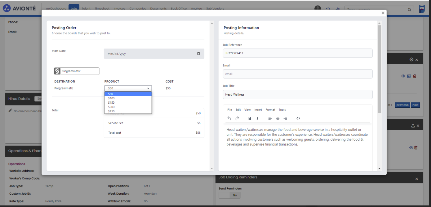 JobSplice dashboard